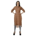 thumbnail image 2 of Moomaya Cotton Mandarin Collar Kurti For Women Knee Long Printed Plus Size Dresses, 2 of 6