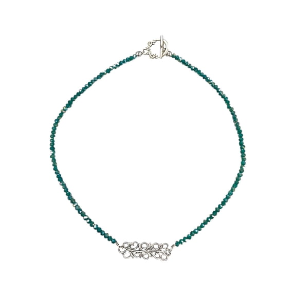 Filigree Beaded Necklace | Peacock Green  Dusty Purple