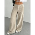 thumbnail image 4 of Women Solid Corduroy Wide Leg Pants Button Front Zipper Straight Pants with Pockets  S, 4 of 8