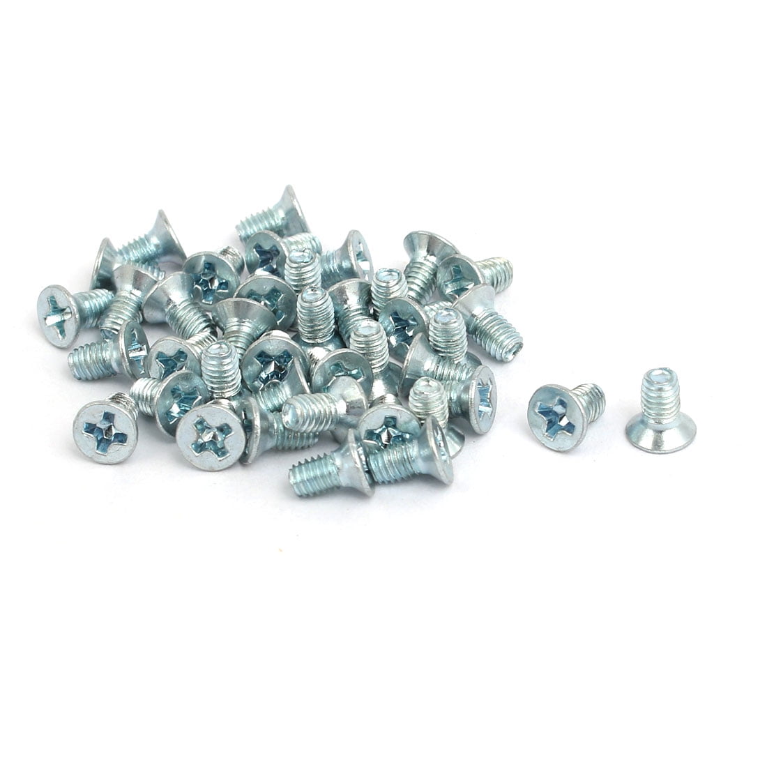 M3x6mm Countersunk Head Triangle Thread Screw Bolt Silver Blue 40pcs