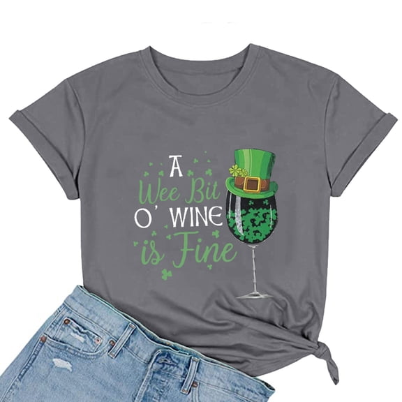 JeashCHAT Shirts for Women Clearance Women Fashion Printing O-Neck Short T-Shirt Loose Blouse Top