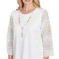 thumbnail image 4 of Alfred Dunner Womens Solid Lace Sleeve Knit Top With Necklace, 4 of 4