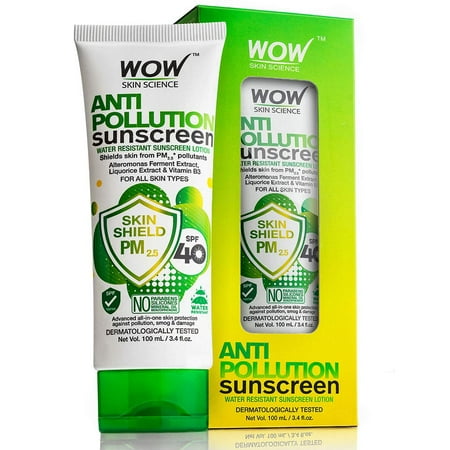 WOW Anti Pollution SPF 40 Water Resistant No Parabens & Mineral Oil Sunscreen, 100mL