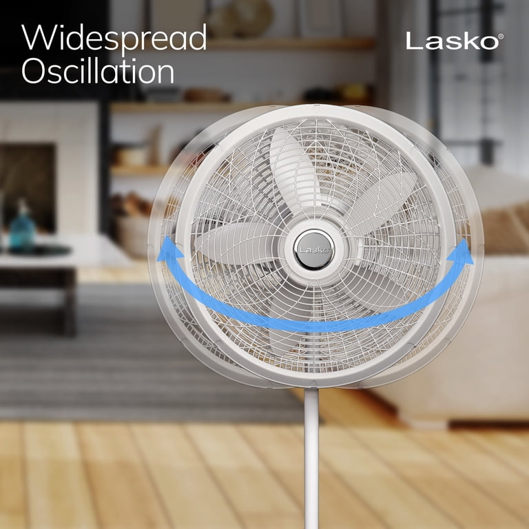 Lasko Pedestal Fan, 3-Speed, 54.5" Oscillating, White photo 3