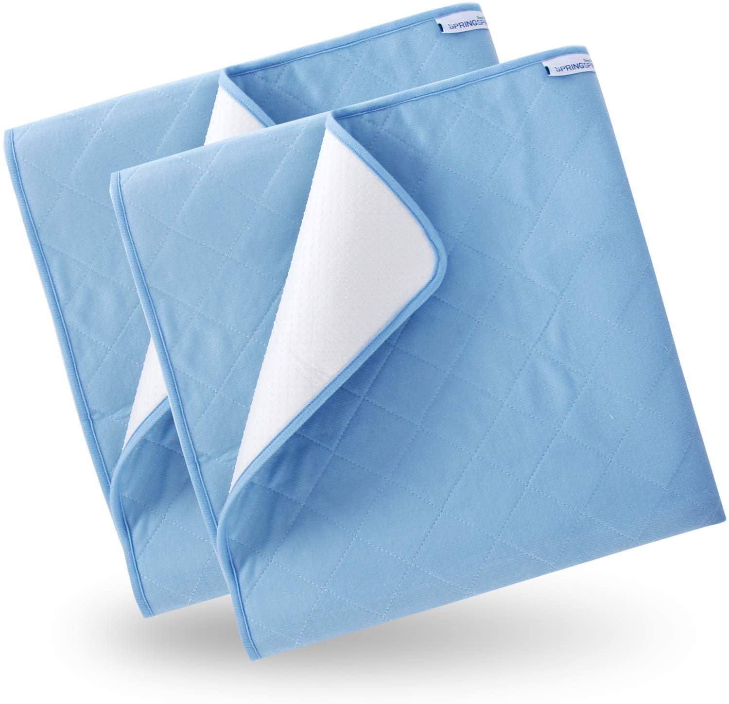 Biloban Washable Bed Pads for Incontinence 2 Pack, 34'' x 52'', Reusable, NonSlip, Blue