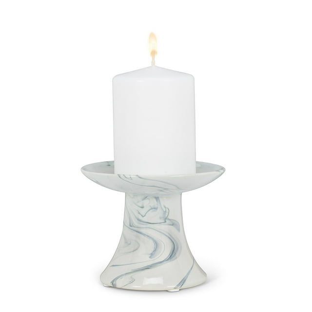 3.75" Marble Look Cone Pillar Candle Holder