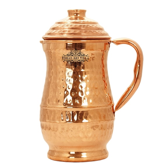 Indian Art Villa Hammered Copper Water Jug 47 oz, King Design, Drinkware & Serveware