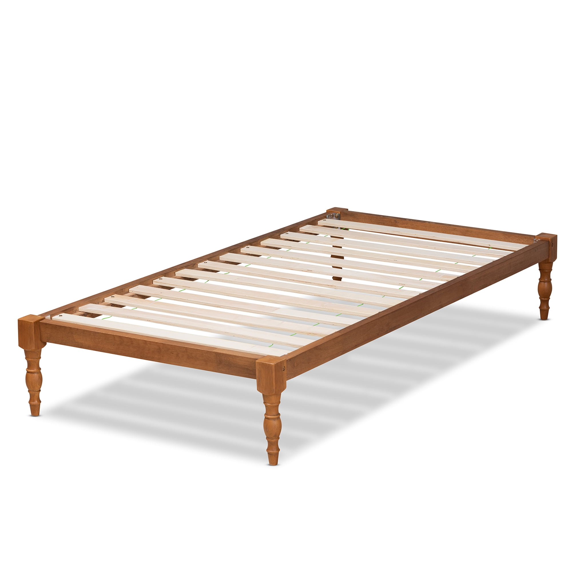 Baxton Studio Iseline Platform Wood Bed Frame, Ash Walnut, Twin
