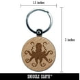 thumbnail image 2 of Octopus with Twisting Tentacle Arms Round Keychain Charm Tag - Engraved Wood, 2 of 6