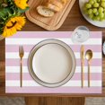 thumbnail image 4 of Pink Stripe Placemats Set of 8, Modern Simple Geometric White Striped Placemats for Dining Table, Place Mats for Kitchen Tabletop, Waterproof Wipeable Dining Table Mats Set, 4 of 9