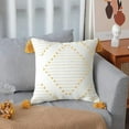 thumbnail image 4 of Nvzi Decorative Cotton Throw Pillow Covers Farmhouse for Couch Sofa Living Room 18*18inch (Yellow Tassels), 4 of 5