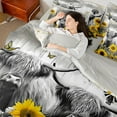 thumbnail image 4 of Homewish Highland Bull Twin Bedding Sets 7-Piece for Female Men,Vintage Cabin Cottage Bedding Comforter Set Microfiber,Chic Floral Sunflowers Butterflies Breathable Sheet Sets, 4 of 8