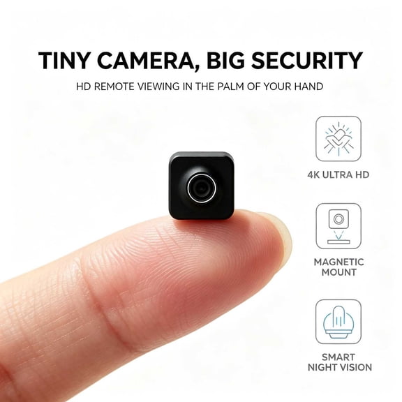 Avr Secure Mini Ultra Mini 4K Square Security Camera, Portable Small Indoor ...