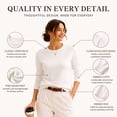 thumbnail image 4 of QUALFORT Women’s Crew Neck Pullover Sweater, Soft Lightweight Long Sleeve Knit Top, Solid Color Casual Sweater, Off White XL, 4 of 7