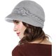 thumbnail image 3 of Cloche Angola Vestido Gorro De Punto Cálido Mujer Invierno Elegante Flores De Cáñamo Boina Gorros con Sombrero para El Sol-Gris, 3 of 5