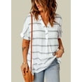 thumbnail image 5 of Asyoly Women's V-Neck Shirts Cuffed Sleeve Blouse Button Down Tops Side Split Tops, 5 of 5