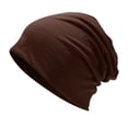 thumbnail image 2 of Lightweight Cotton Beanie, Breathable Thin Sleep Hats for Running Cycling Hiking Fishing Brown, 2 of 3