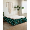 thumbnail image 2 of Marble Green Wrap Around Bed Skirts for California King Bed 16" Drop,Bed Skirt with Adjustable Elastic Belt Dust Ruffle Bed Valance for Bedroom Retro Abstract Ombre Gold Nature Cracks Bed Frame Cover, 2 of 7