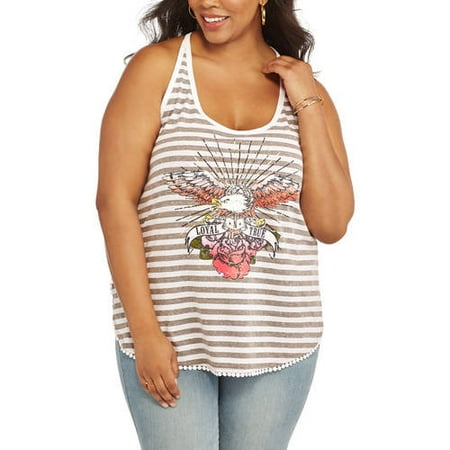 Juniors' Plus Stripe Graphic Tank