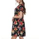 thumbnail image 2 of Fotbe Red Rose Flower Vestido Largo de Moda para Mujer, Vestido Tipo Camiseta con Manga Corta y Estilo Casual a Rayas y Bloques de Color, 2 of 6
