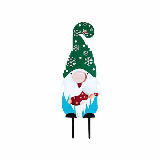 Fiudx Estacas Navideñas para Jardín, Adorable Decoración de Gnomo, Metal Resistente a La Intemperie, Adorno Invernal para Jardín, Decoración Navideña para Exteriores, Fácil de Guardar, Incluye Una Ta