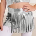 thumbnail image 6 of iiniim Girls Metallic Tassels Latin Dance Shorts Jazz Cha-cha Disco Party Performance Dancewear Silver 8, 6 of 7