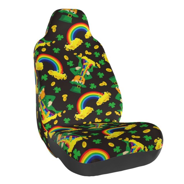 Wukai Happy St. Patrick's Day Full Set Car Seat Covers with Soft Padding Universal Auto Front Seats Protector and Cushion Mat