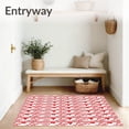 thumbnail image 3 of ODIKA 5'x7' Machine Washable Non-Slip Area Rug, Festive Cane Swirl Half Moon Accent with Leaf Motif High Traffic Rug, Red, 612815, 3 of 7