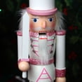 thumbnail image 3 of 12" Pink Nutcracker Figure w/ White Sword – Traditional hand painted wooden Christmas Decorations in modern décor colors. New! Sassy pink and white embellished with Pink Glitter & Rhinestones accents., 3 of 6