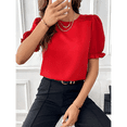thumbnail image 4 of Blusa de de Corta , Elegante y con Cuello para Mujer, Blusa de Verano. Rojo M, 4 of 6