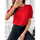 thumbnail image 4 of Blusa de de Corta , Elegante y con Cuello para Mujer, Blusa de Verano. Rojo M, 4 of 6