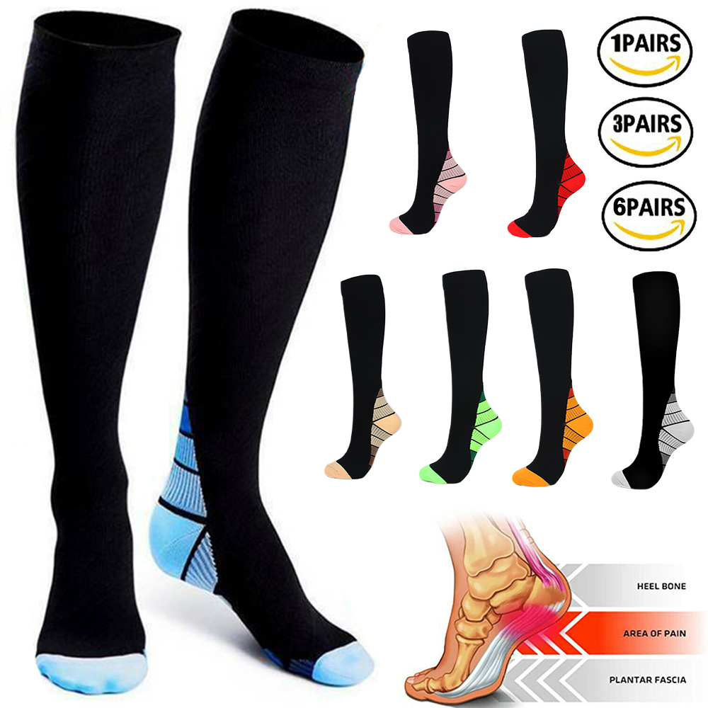 1-6-Pair Knee High Compression Socks 