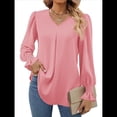 thumbnail image 2 of Blusas de Larga para Mujer 2025, Elegantes, Informales, con Cuello en V, Tipo Túnica, Blusa Holgada de para el Trabajo. Rosa M, 2 of 5
