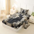 thumbnail image 2 of Homewish Skull Black Cat Twin Sheets,Vintage Flowers Bedding,Cream Black,Halloween Bed Set,3pcs,1 Fitted Sheet and 1 Pillowcase, 2 of 6