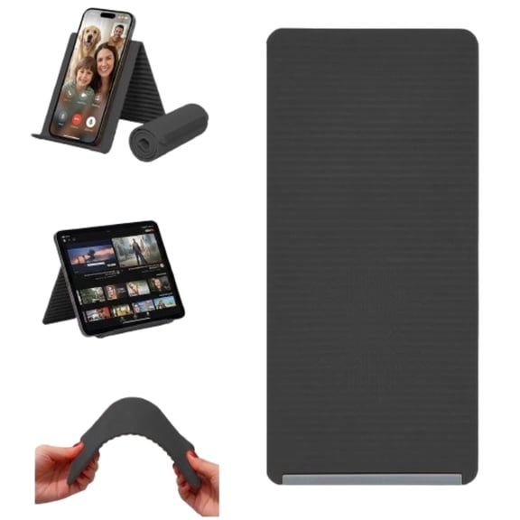 Flight Flap Airplane Phone Holder, Flexible Cell Phone Holder, Folding Cellphone Stand for Desk, Bed, Office, Treadmill - Airplane Gadgets for Long Travel Accessories - Plane EssentialsBlack