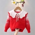 thumbnail image 7 of BLVB Girls Fall Winter Clothes Long Sleeve Collared Sweaters Cute Knit Tops Comfy Warm Pullover(Red,3-4 Years), 7 of 7