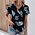 thumbnail image 2 of Tops de Algodón para Mujeres Cuello en V Moda Casual Manga Corta Primavera Verano Top para el Hogar Y Diario, 2 of 6