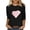 Black-B, variant on Penkiiy Women's Valentine's Day Fashion Printed T-shirt 3/4 Sleeves Blouse Round Neck Casual Tops L Khaki