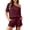 Wine, variant on 2 Piece Sets for Women Plus Size Casual Summer Solid Color Short Sleeve Crew Neck Shorts Outfits Matching Clothing Set