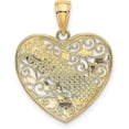 thumbnail image 3 of Gold 14k Two-tone White Rhodium GRANDMA In Filigree Heart w/Flowers Charm - 25.1mm, 3 of 6
