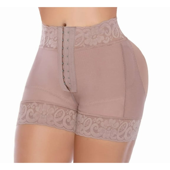 Fajas Levanta Cola Colombianas Reductoras Powernet | Butt Lifter Enhancer High Waist Panty Women Girdle | Hook Closure Cocoa 650C