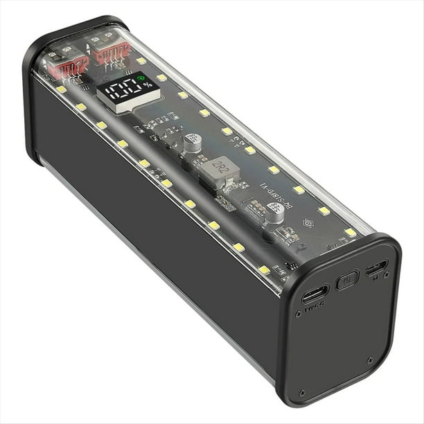 8 Ranuras 18650 Estuche para Banco de Energía DIY Estuche para Banco de Energía de Carga Rápida Pantalla Digital de Gran Capacidad Almacenamiento de Batería Negro