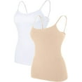 thumbnail image 1 of Charmo Cami Correa de espagueti ajustable para mujer construida en sujetador camisetas sin mangas 2 Pack, 1 of 5