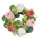 thumbnail image 4 of Anillo de vela floral artificial, corona de vela, corona de rosas pequeñas, anillo de vela de flor sintética, portavelas para cena fiesta en casa Rosa oscuro y claro., 4 of 8