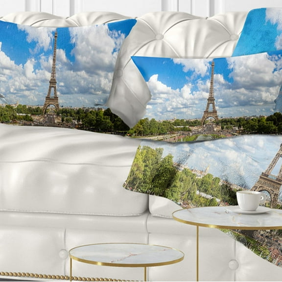 Designart 12" x 20" Blue Polyester Throw Pillow