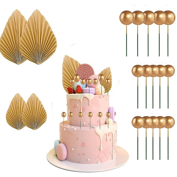 19 pièces (or) ensemble de décorations de gâteau ballon décoration