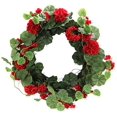 thumbnail image 2 of Admired by Nature ABN1W004-NTRL 22 in. Artificial Red Geranium Spring Summer Fall Wreath Home Decor, Red, 2 of 3