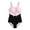 Pink+Black, variant on Girls One Piece Swimsuit, Bow Tie Front Cutout Bathing Suit, Elegant Fashion Sleeveless Swimwear for Beach Pool Summer Vacation(Pink Black,11-12 Years)