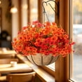 thumbnail image 6 of Artificial Fall Hanging Flower Basket, 1Pc UV Resistant Faux Fall Flowers Planter, 13.7 x 19.5 Inch, with Metal Hanging Chain & Hook for Front Door, Porch, Patio, Balcony Autumn Decor, 6 of 7