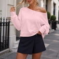 thumbnail image 6 of Hurxie Womens Oversized Sweatshirt Long Sleeve Off The Shoulder Pullover Casual Comfy Fall Outfits Pink,2XL, 6 of 7